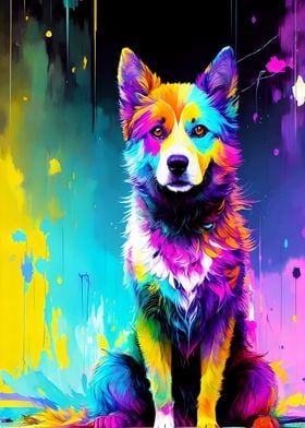 ABSTRACT COLORFUL DOG
