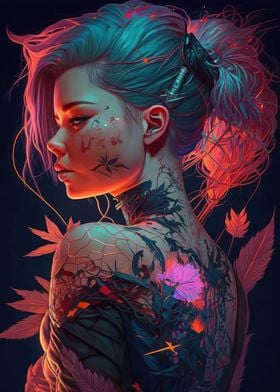 Floral Cyberpunk Girl