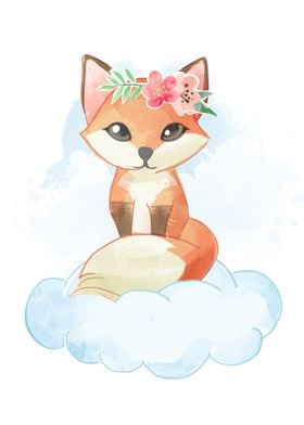 Fox with floral