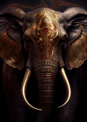 golden Elephant head art 