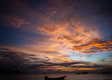 Fiery sunset over the sea