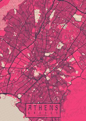 Athens City Map Blossom