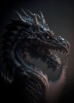 Dark black dragon poster 