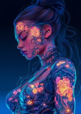 Floral Cyberpunk Girl