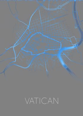 Vatican city map blue grey