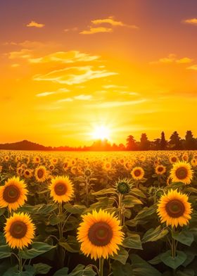 Sunflower Sunrise Trees