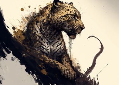 leopard sitting painting