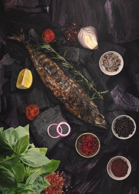 Grilled trout with spices