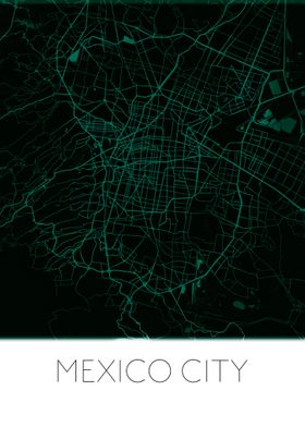 Mexico City dark green map