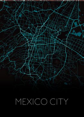 Mexico City dark teal map