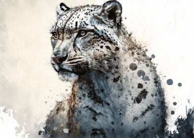 snow leopard painting