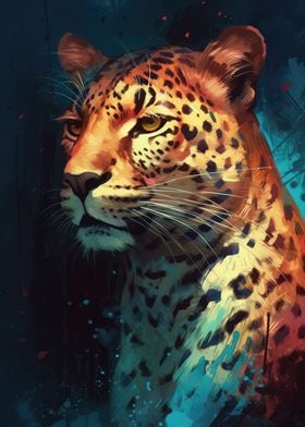 Colourful Leopard Portrait