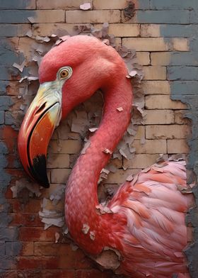 flamingo in the wall