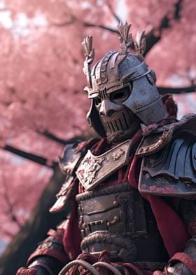 Samurai In Sakura Forest