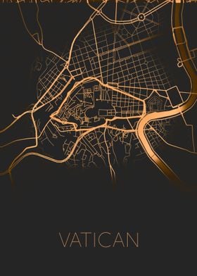 Vatican map black gold
