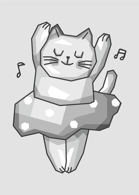 Cute Dancing Cat Grayscale