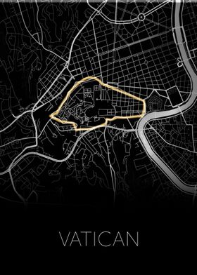 Vatican city map black 
