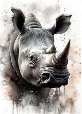 Rhinoceros Watercolor