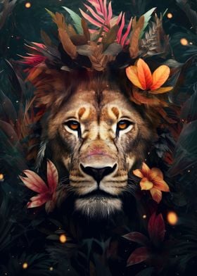 Lion in the jungle art