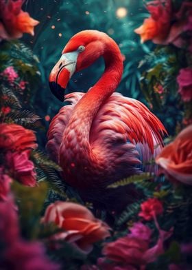 Flamingo in the jungle