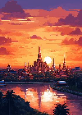 Bangkok palace pixel art