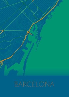 Barcelona green blue map