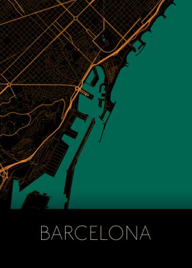 Barcelona black orange map