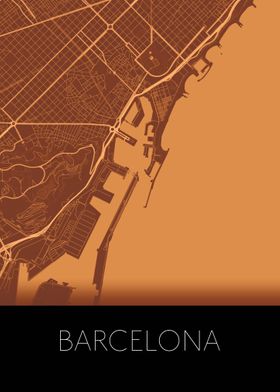 Barcelona red orange map