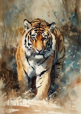 Tiger  Gouache Painting