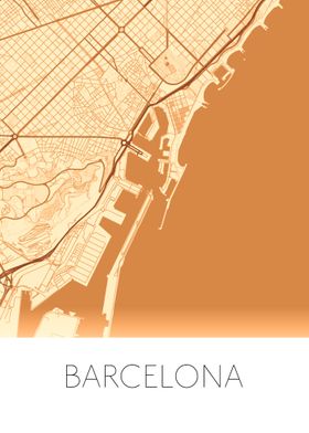 Barcelona orange city map