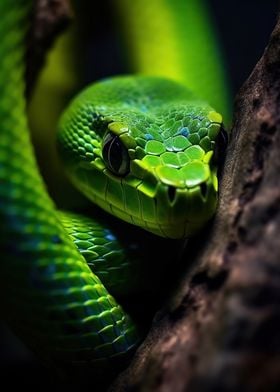 Majestic Green Mamba Snake