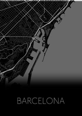 Barcelona black white map