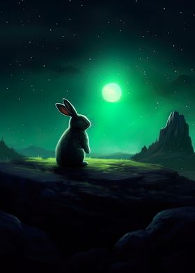 Rabbit moon gazing