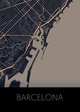 Barcelona black gold map