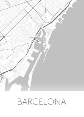 Barcelona white black map