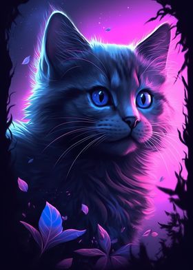 Cat Kitten Purple Glow