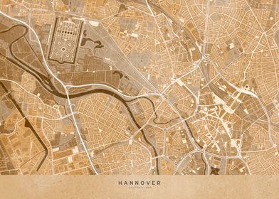 Hannover center sepia map