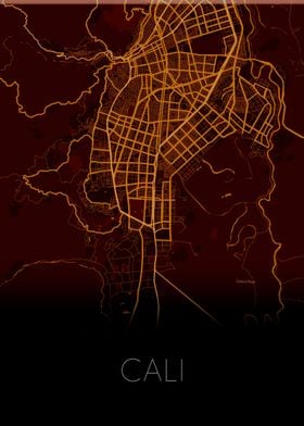 Cali Colombia red city map