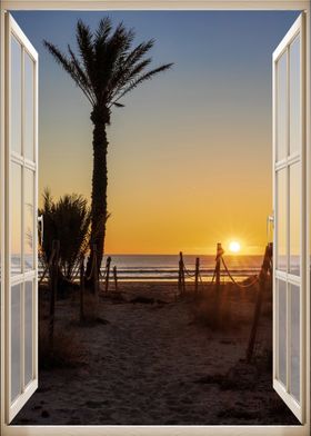 Window view sunset coastal