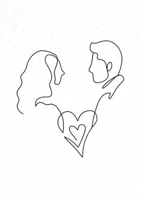 Wedding Couple Line Art