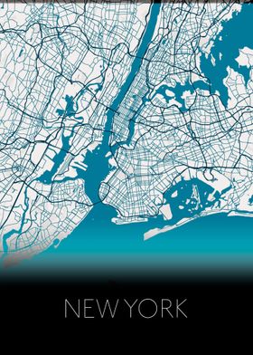 New York blue white map