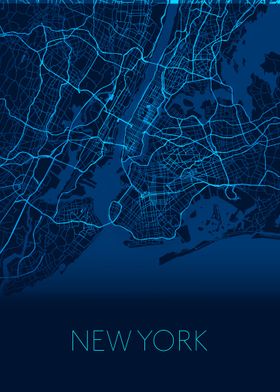 New York neon city map