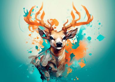 Cartoon style of elk