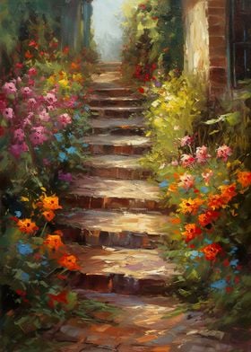 Brick Path With Flowers