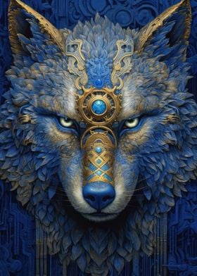 Blue Neon Wolf