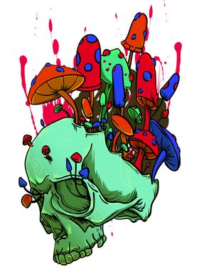 Trippy Mushroom Skull Vibe