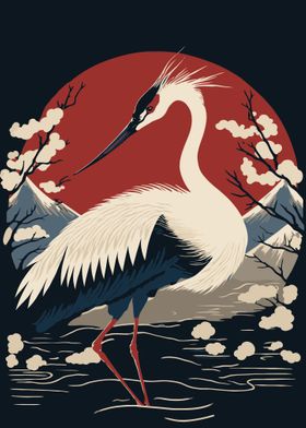 Japanese crane bird