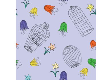 Seamless pattern of cages