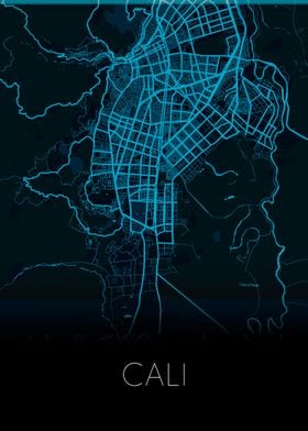 Cali Colombia neon map