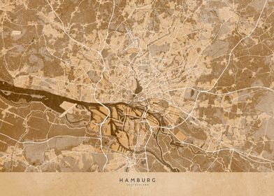 Hamburg sepia vintage map